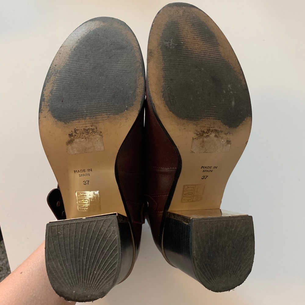 TOPSHOP Burgandy Block Heel Booties SZ 7 - Picture 6 of 7